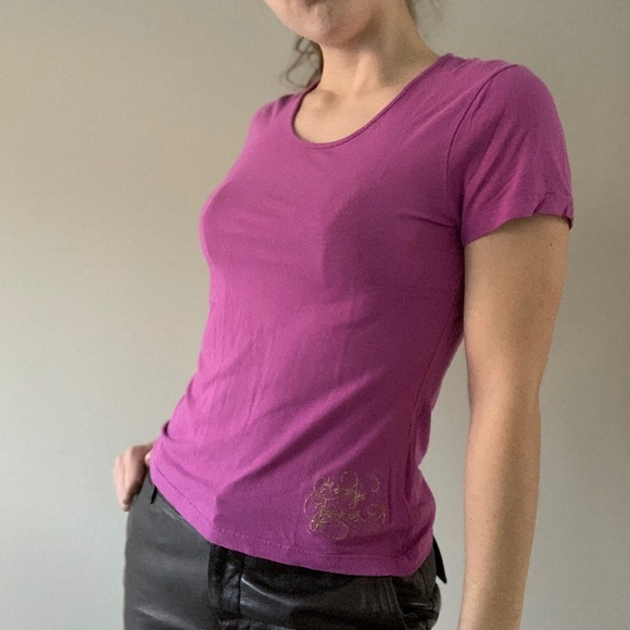 Kenzo Jeans Magenta Embroidered Tee 💐 - Picture 1 of 4